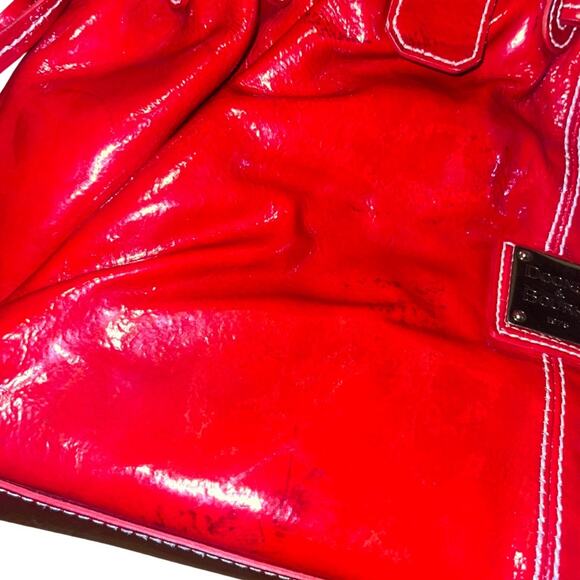 Dooney & Bourke Vintage Red Patent Leather Hayden Shoulder Handbag Purse - Picture 6 of 8